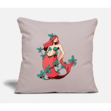 Christmas Mermaid With Mistletoe Light Taupe Pillow